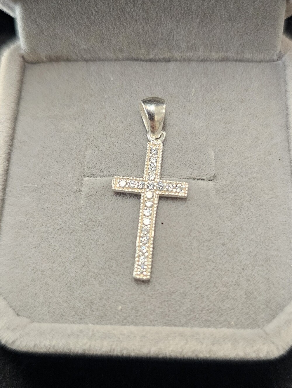 Sterling Silver Pave Cross Pendant
